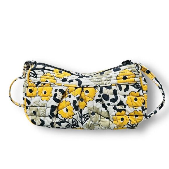 Vera Bradley Yellow Floral Crossbody Bag Quilted Cotton Small Adjustable Strap - Picture 4 of 12